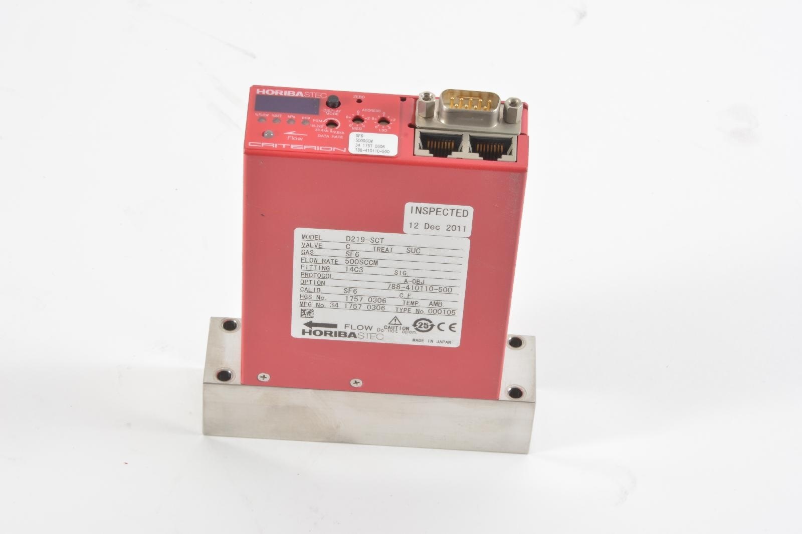 Horiba STEC Criterion D219-SCT SF6 500sccm Mass Flow Controller