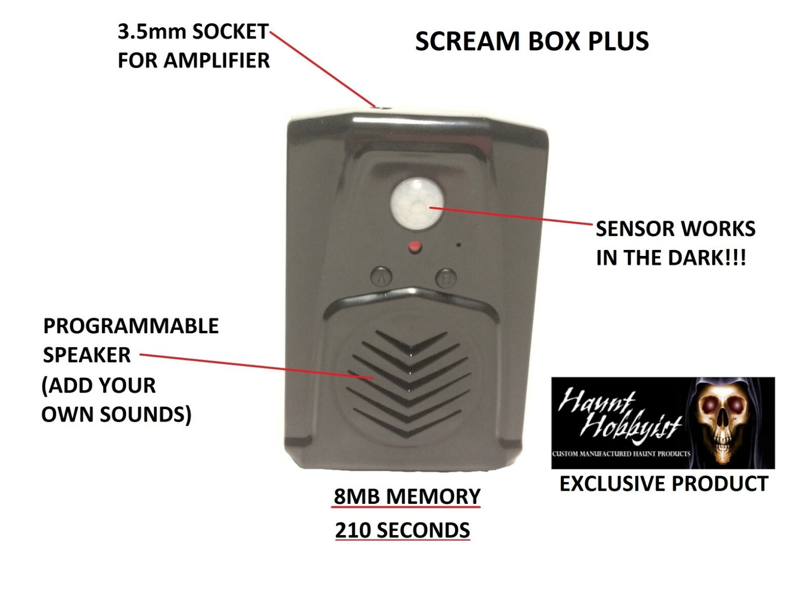 SCREAM BOX PLUS Halloween animated programmable plugs into an amplifier AUX out