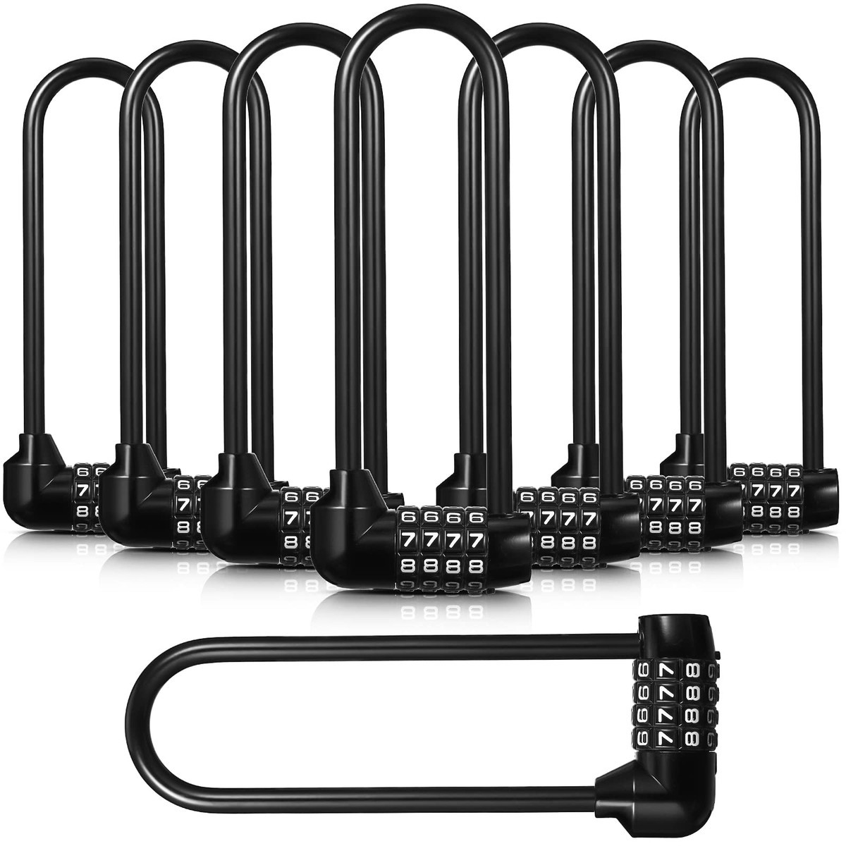 Shimeyao 8 Pieces 6 Inch Long Shackle Combination Lock 4 Digit Outdoor