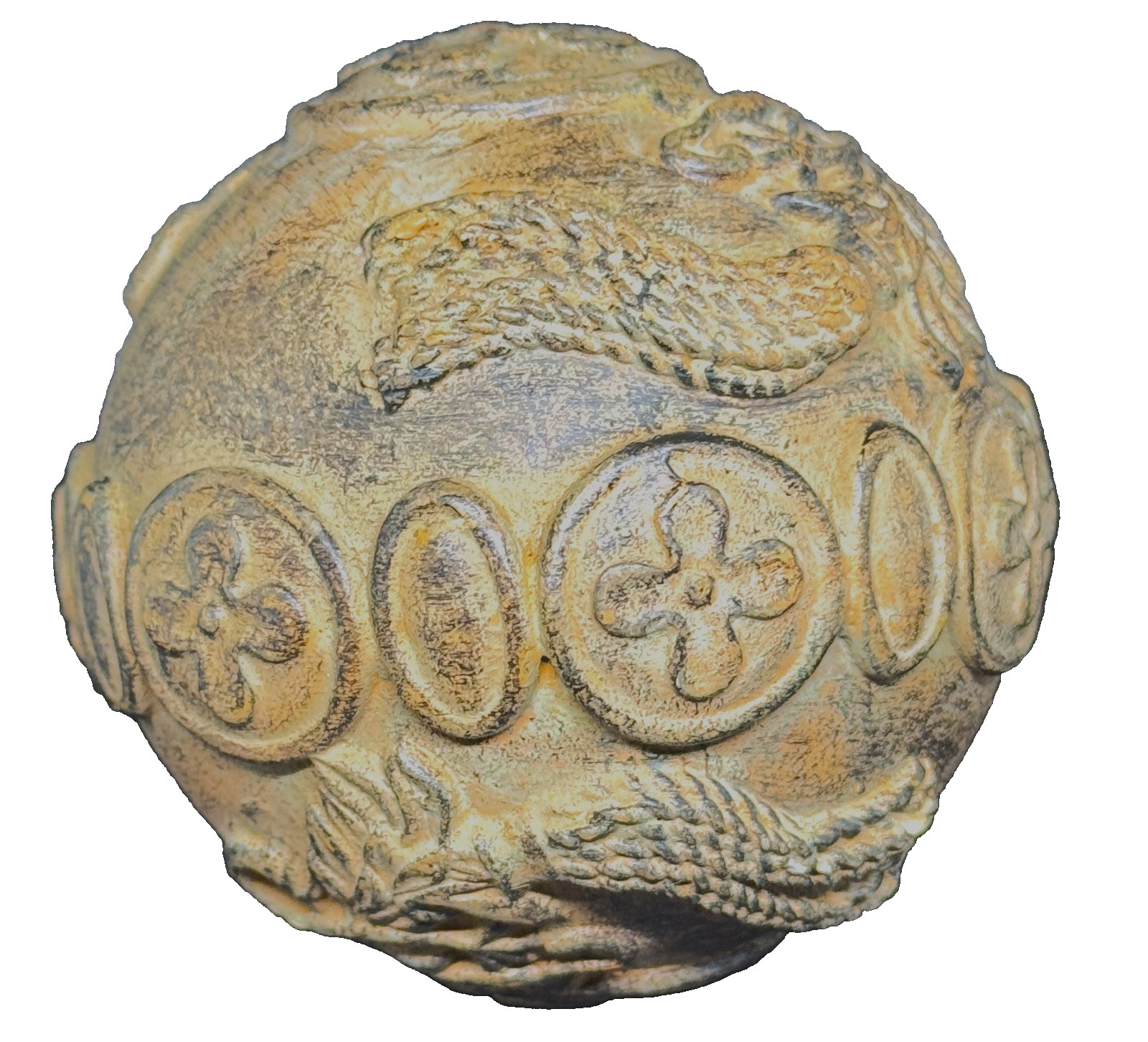 Tan Brown Fleur De Lis Texture ORB 4" Decor DECORATIVE GLOBE SPHERE BALL ROUND ©