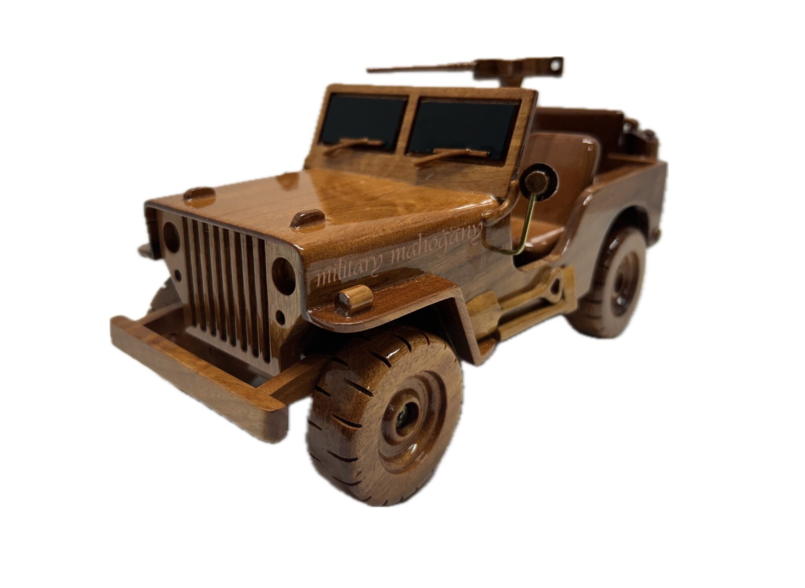 Willys MB WWII Army Marine G503 Military Jeep 50 Cal  Mahogany Wood Wooden Model
