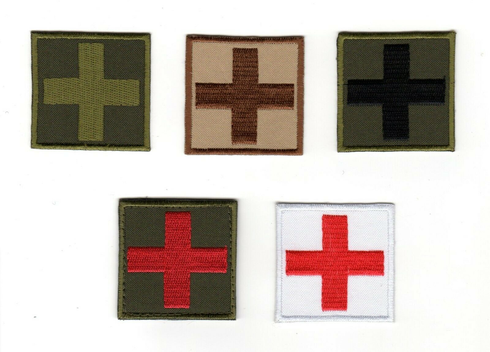 Medical Cross Patch Red Sew On Hook & Loop Multi Color First Aid Military Army