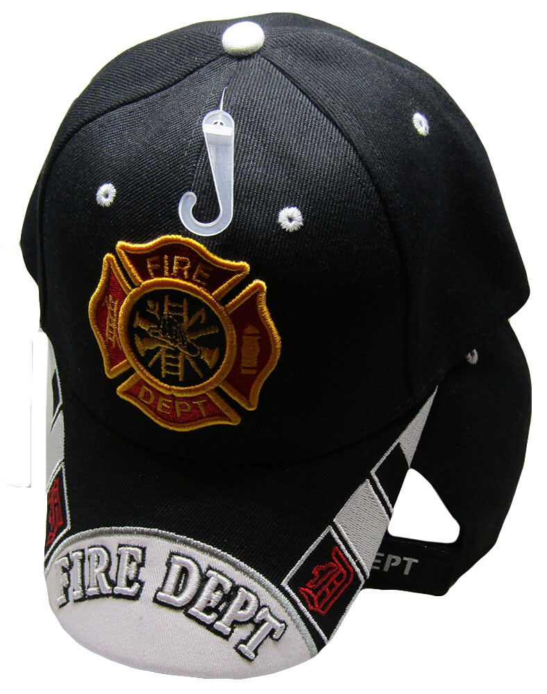 Fire Department Dept FIRE FIGHTER Scripture Black Embroidered Cap Hat
