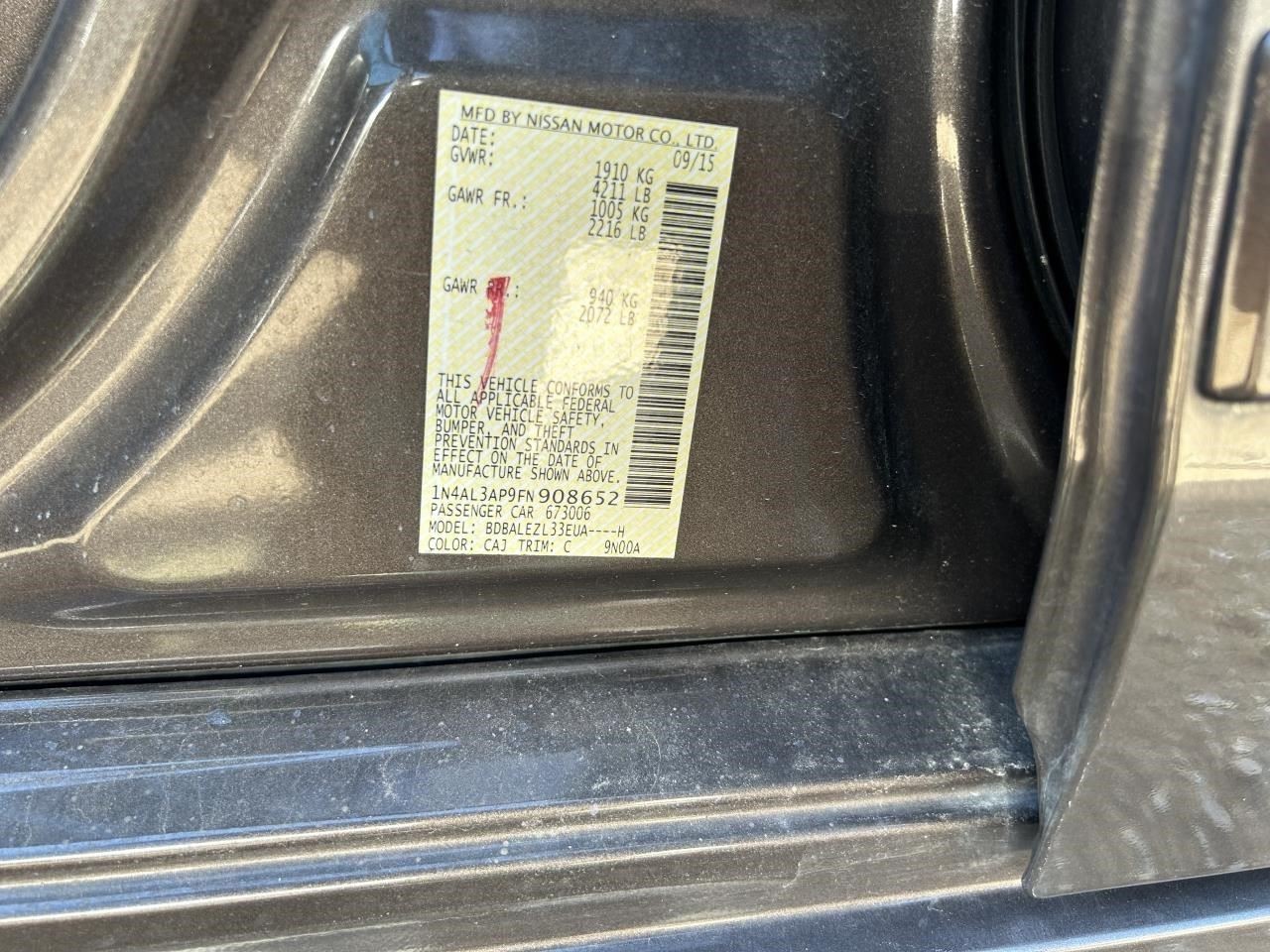ALTIMA    2015 Fuse Box Cabin 104729607