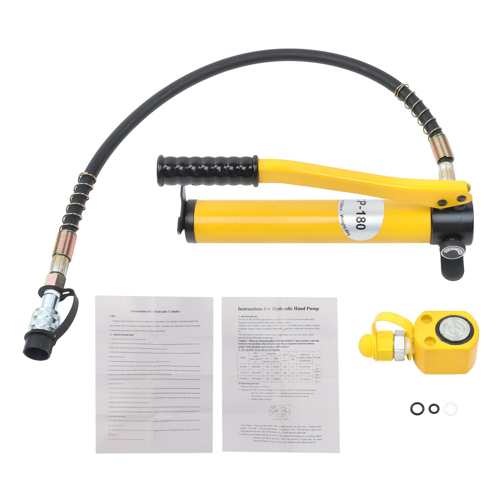 5 Ton Low Profile Hydraulic Jack Kit with CP-180 Manual Hand Pump Set