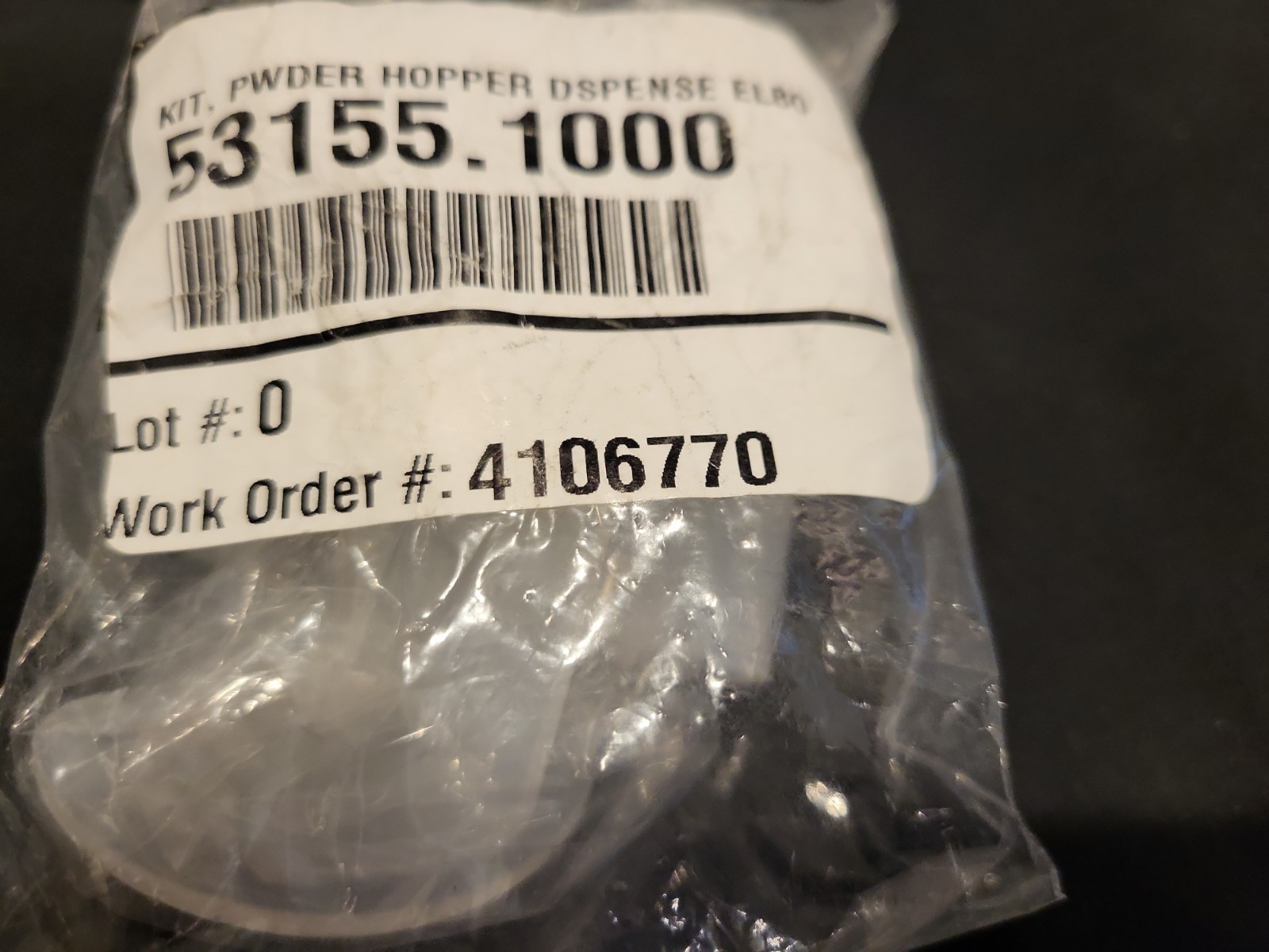 BUNN KIT, PWDER HOPPER DSPENSE ELBO  NEW, genuine OEM part 53155.1000