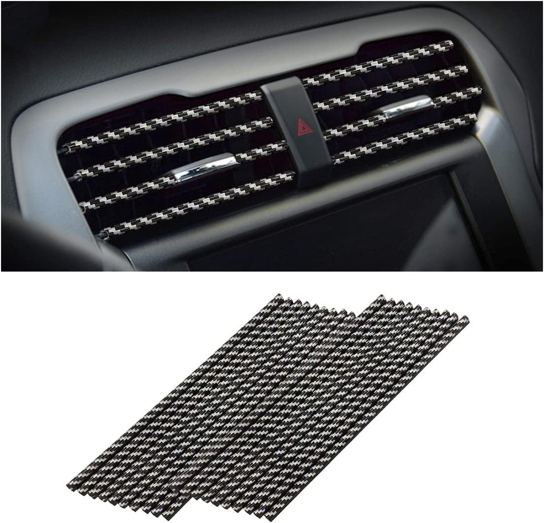 20PCS Car AC Vent Trim Strips, Carbon Fiber Laser, Bendable Waterproof Decoratio