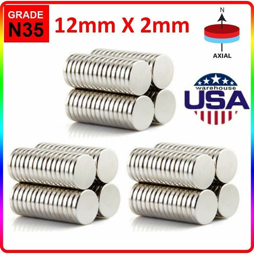 Neodymium Magnets Round Disc N35 Super Strong Rare Earth 12mm X 2mm Fridge lot