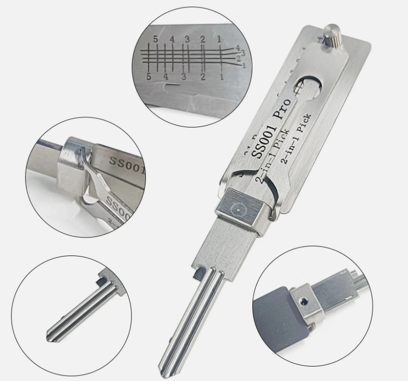 SS001 PRO 2-in-1 Stainless Steel master Key Decoder Portable Lock Tool Kit 1 Pc