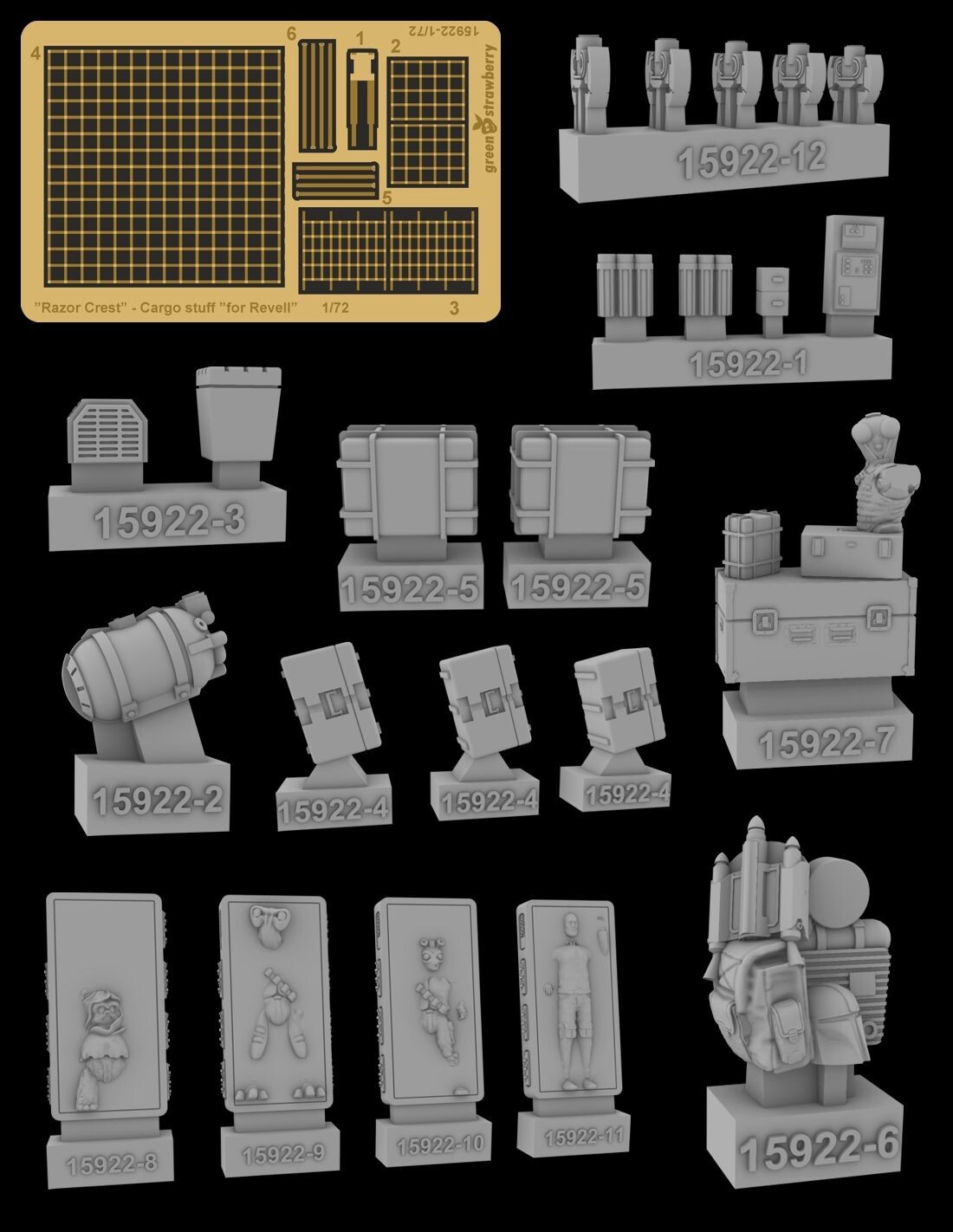 Green Strawberry 1/72 Razor Crest Cargo Stuff Star Wars Details Set