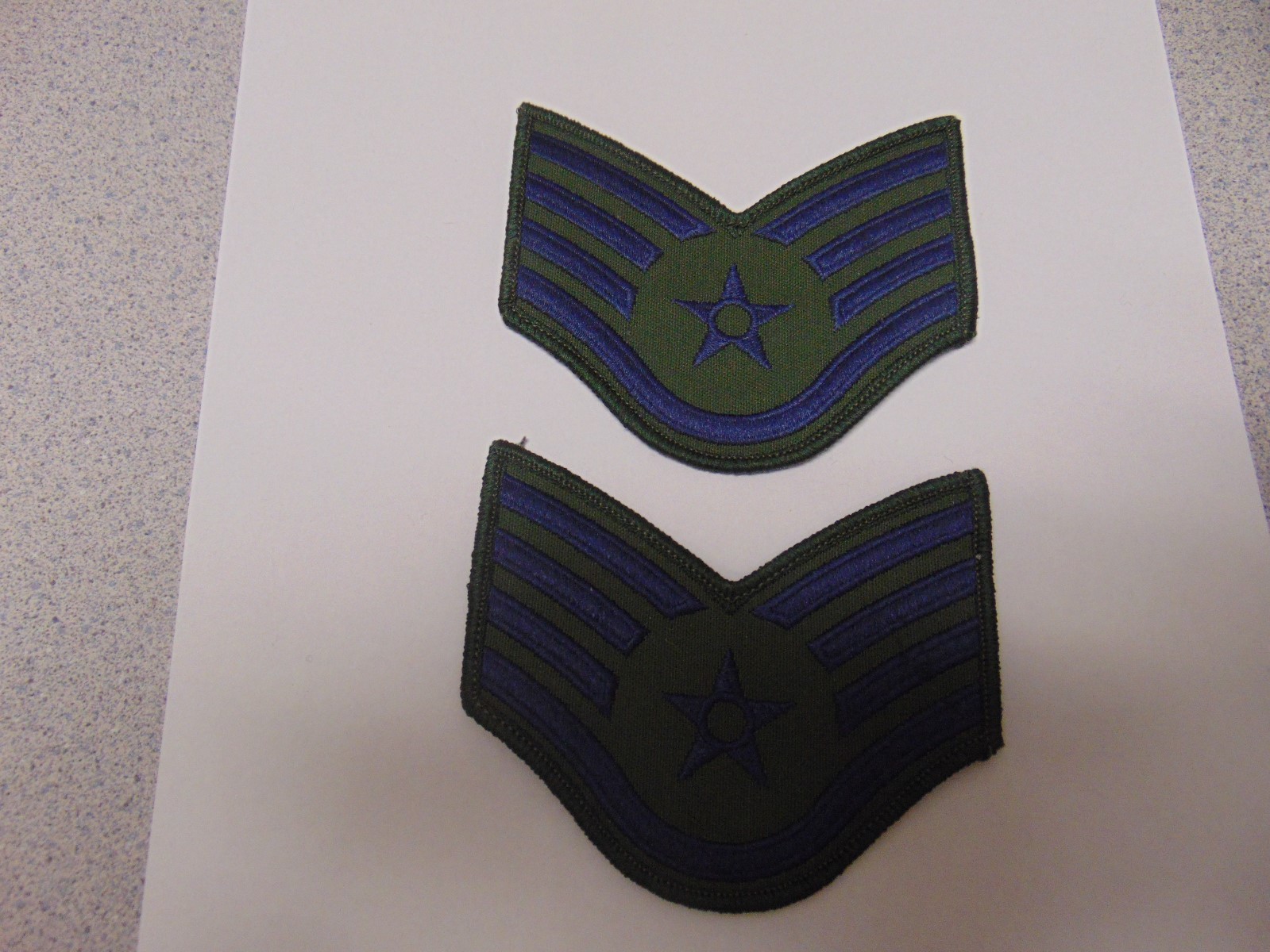 MILITARY PATCH US AIR FORCE CLOTH SEW ON RANK SET OF 2 STAFF SERGEANT GREEN BLUE
