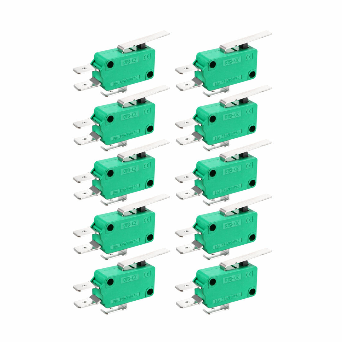 10 PCS KW3-OZ 16A 125/250VAC SPDT NO NC Hinge Lever Type Micro Limit Switches