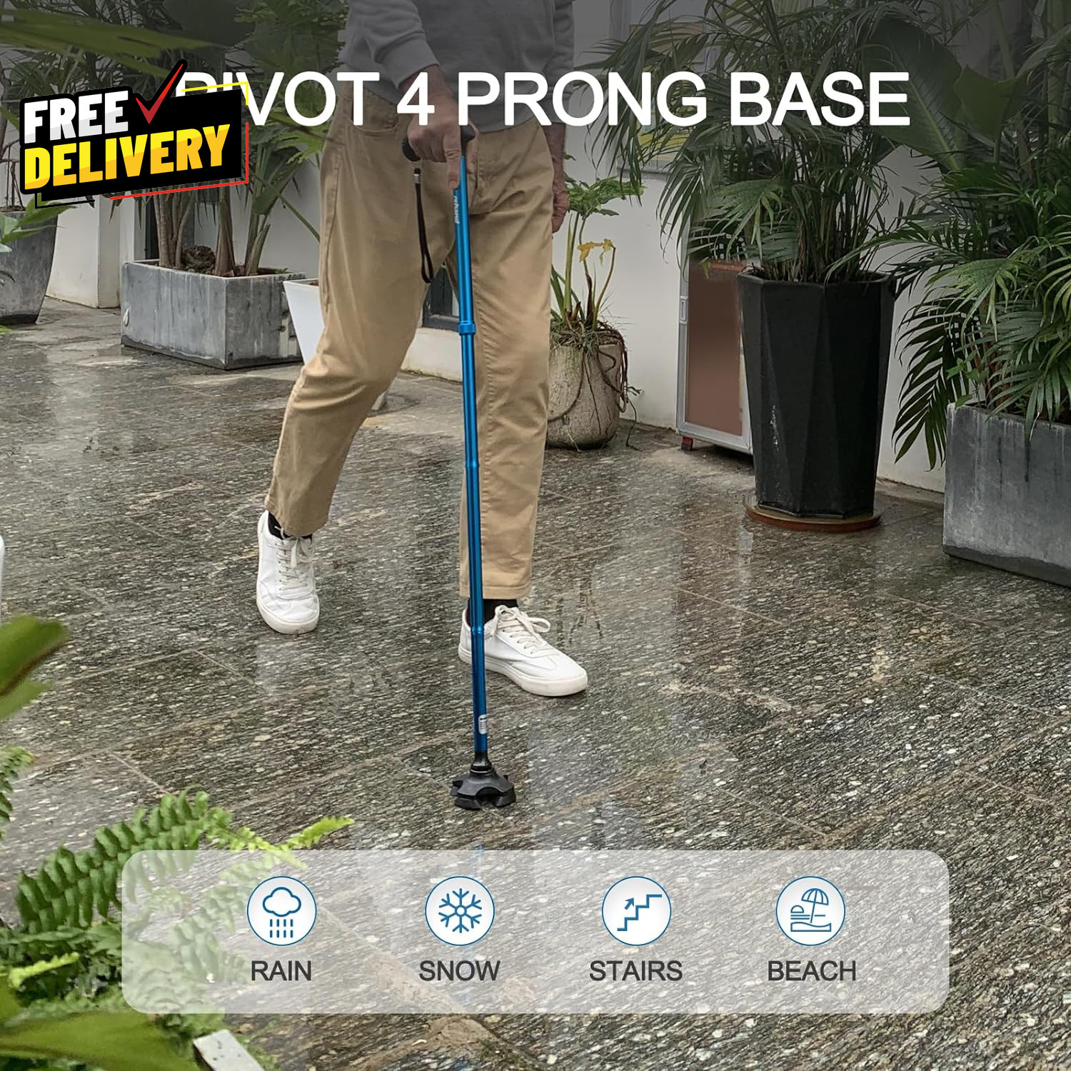 Foldable Adjustable Walking Cane Lightweight Self Standing with Soft Grip Bag…