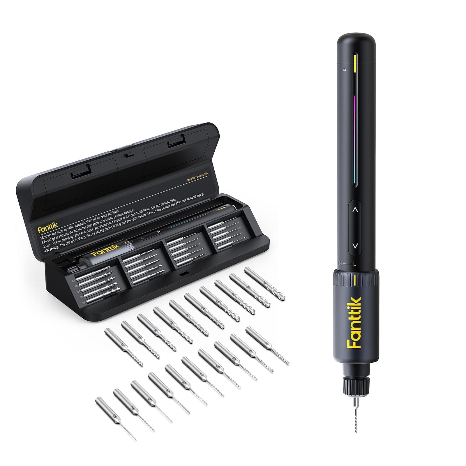 Fanttik K2 Nano Power Drill, Hand Drills, 20 Bits, 800mAh Rechargeable, Grey