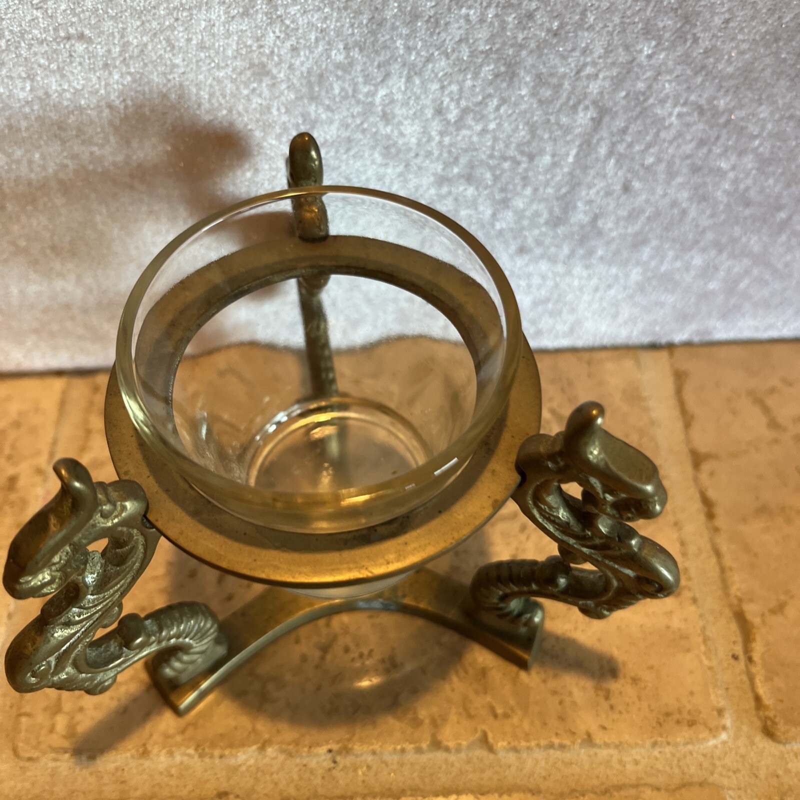 Sphere Brass Dragon Stand Mythical candle or globe