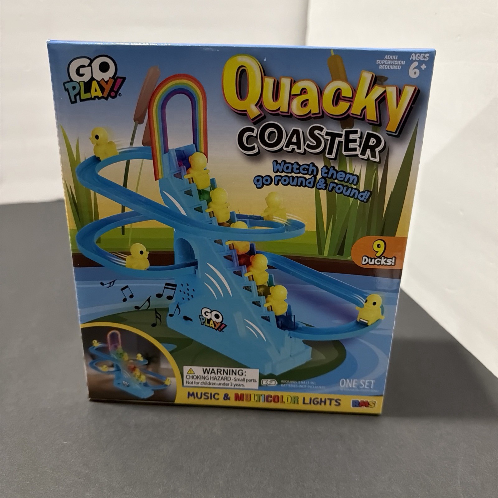 GO PLAY! Quacky Coaster Duck Track Toy Music & Lights 9 Ducks Box New Sealed