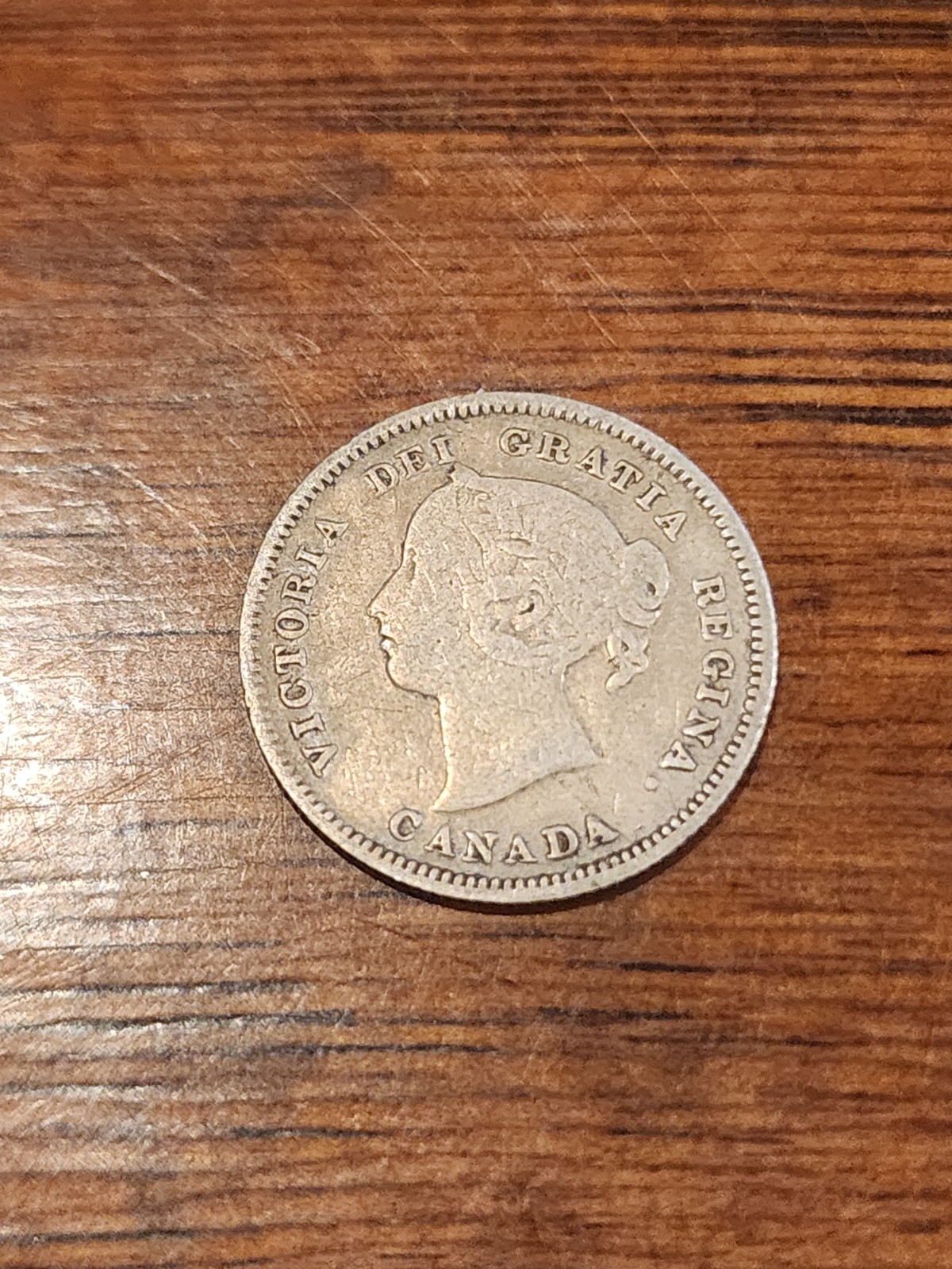 1885 Canada 5 Cents Large 5 Silver Coin