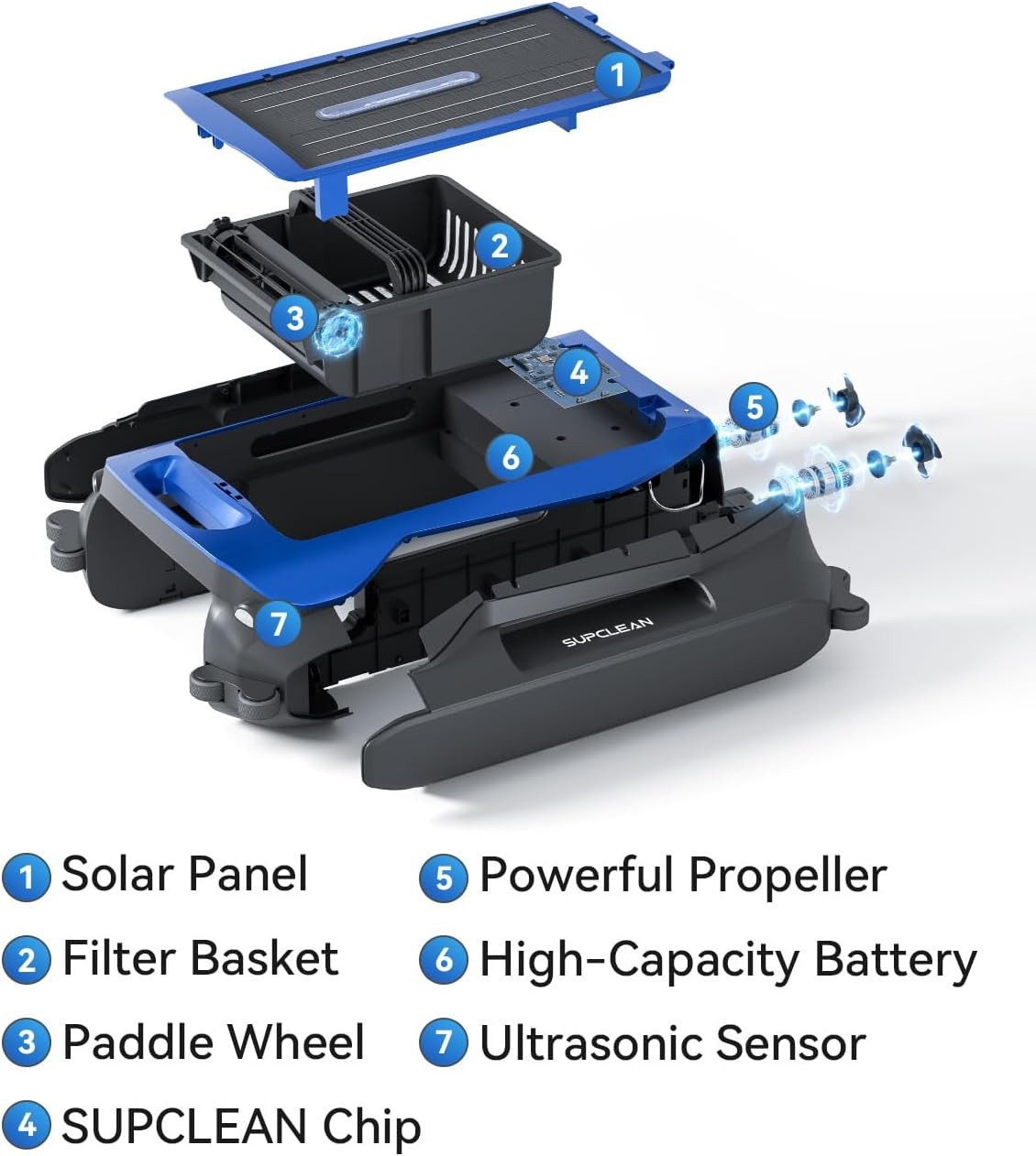 Solar-Powered Automatic Pool Skimmer Robot with APP for Inground Pools