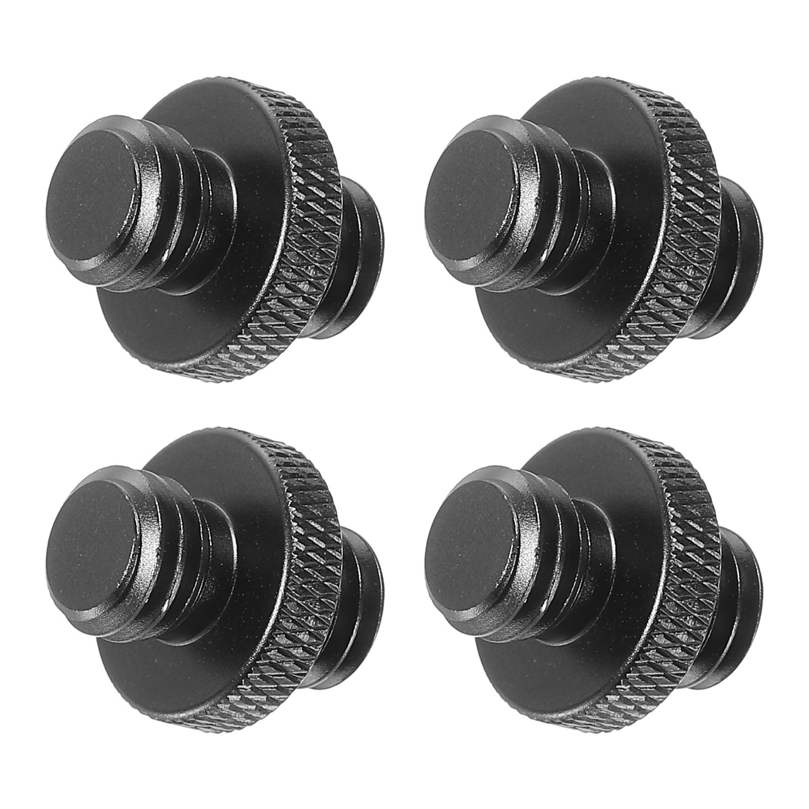 4 x Mic Stand Adapter 3/8 Male to x 3/8 Male Tripod Screw Double Sides Black