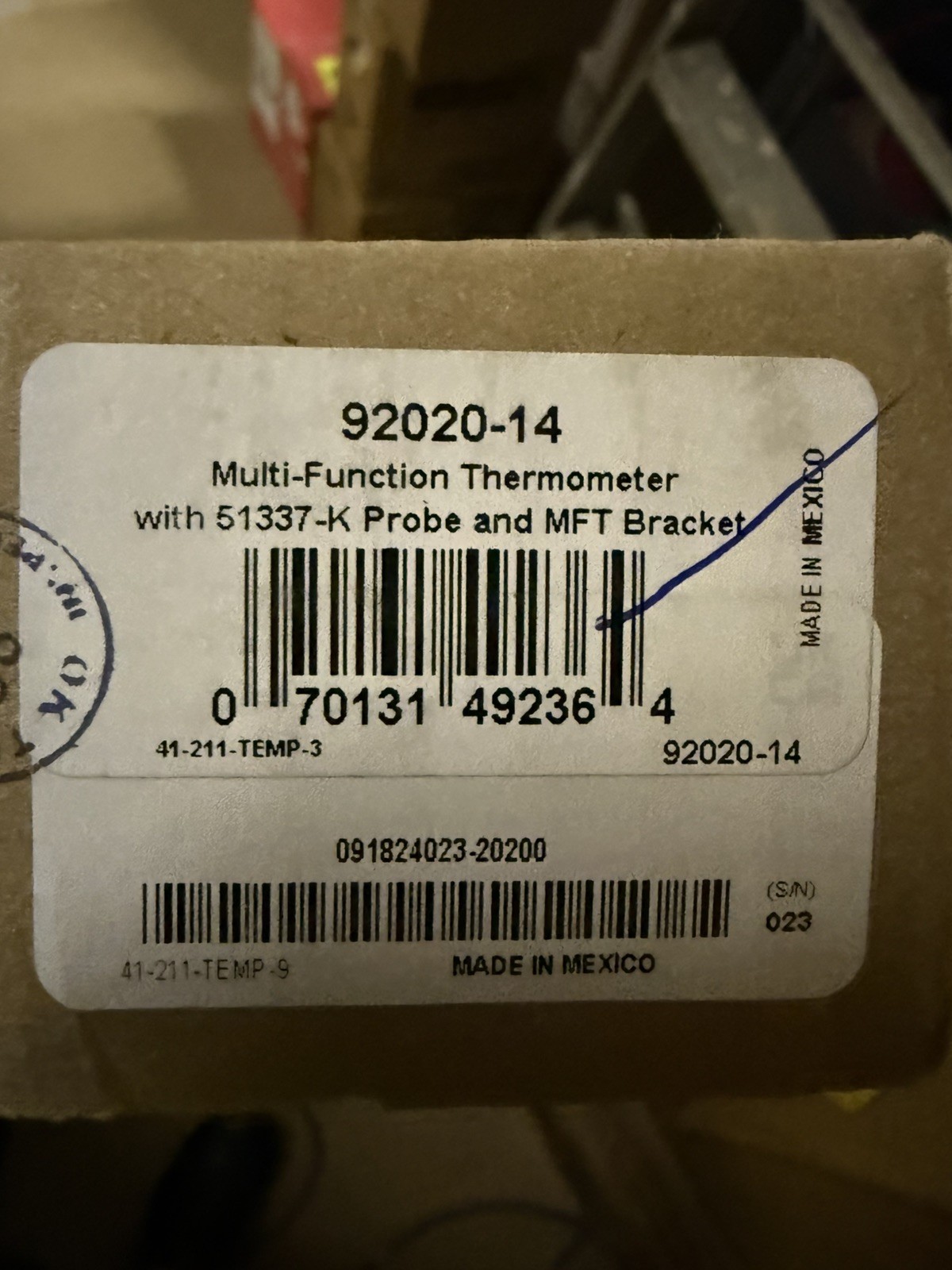 Cooper Atkins 92020-14 Multi-Function Thermometer w/ 51337-K Probe & MFT Bracket