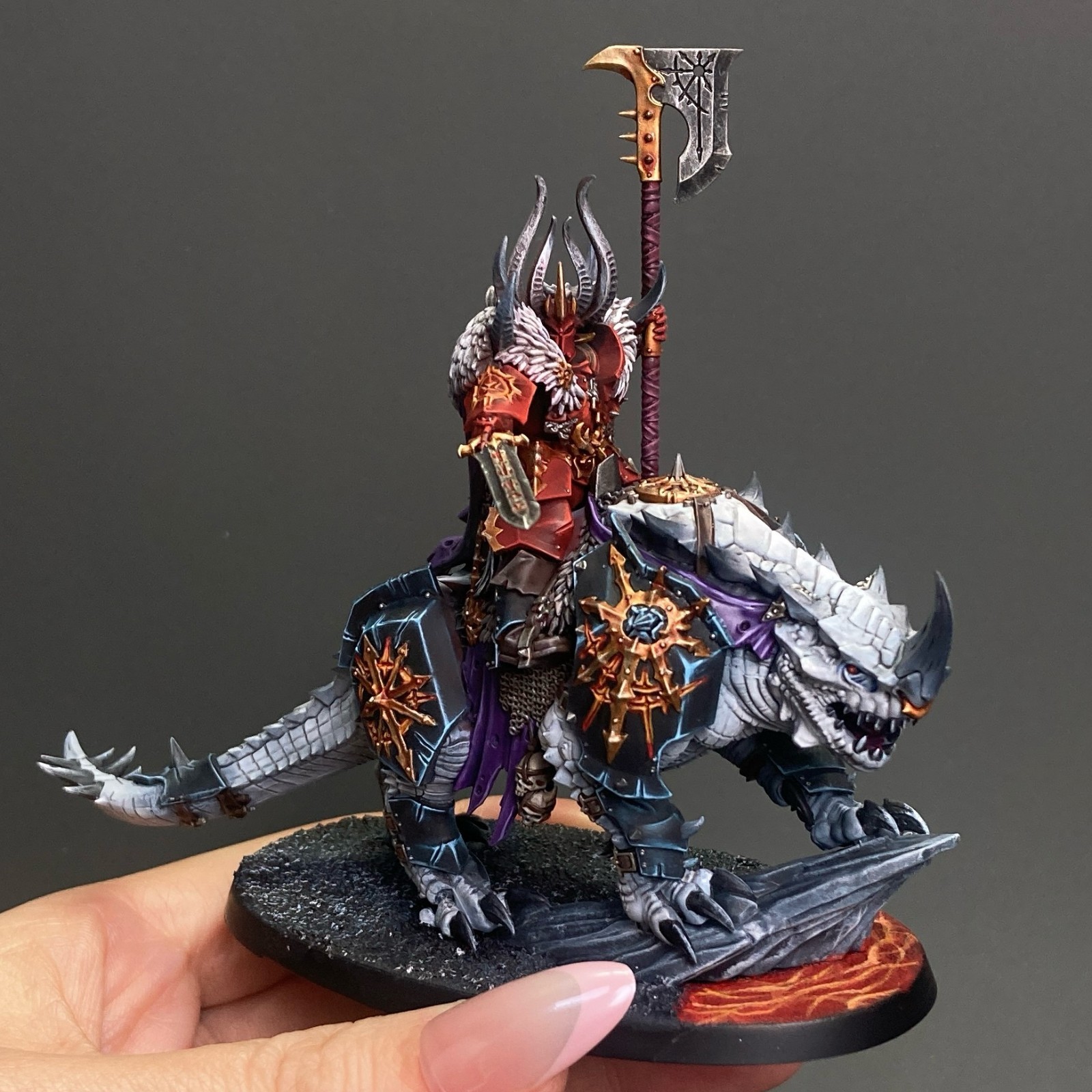 Warhammer Age of Sigmar Chaos Lord on Karkadrak Painted Slaves to Darkness Chaos