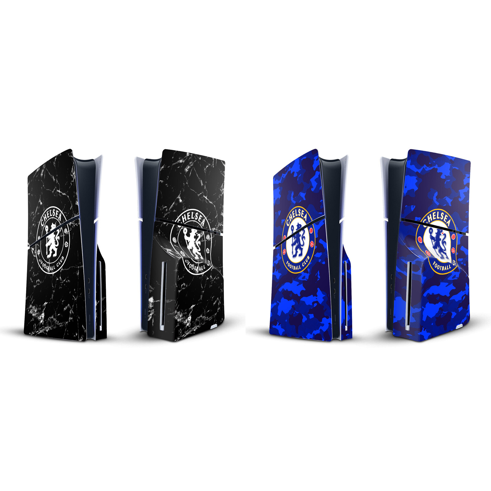 CHELSEA FOOTBALL CLUB MIXED LOGO VINYL SKIN DECAL FOR SONY PS5 SLIM DISC CONSOLE