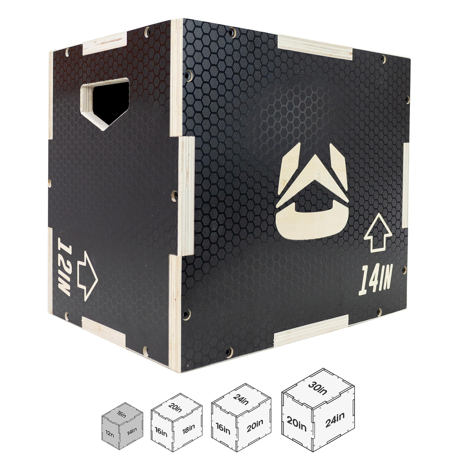 Ultrafitness 3-in-1 Wooden Plyo Box, Non-Slip Plyometric Jump Box for Home Gy...