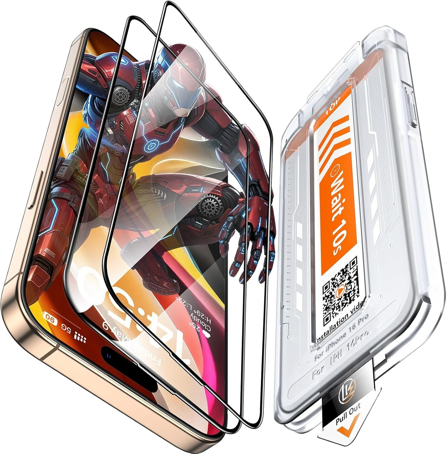 2 Pack for iPhone 17  / 16 Pro Screen Protector Tempered Glass, Military Grade