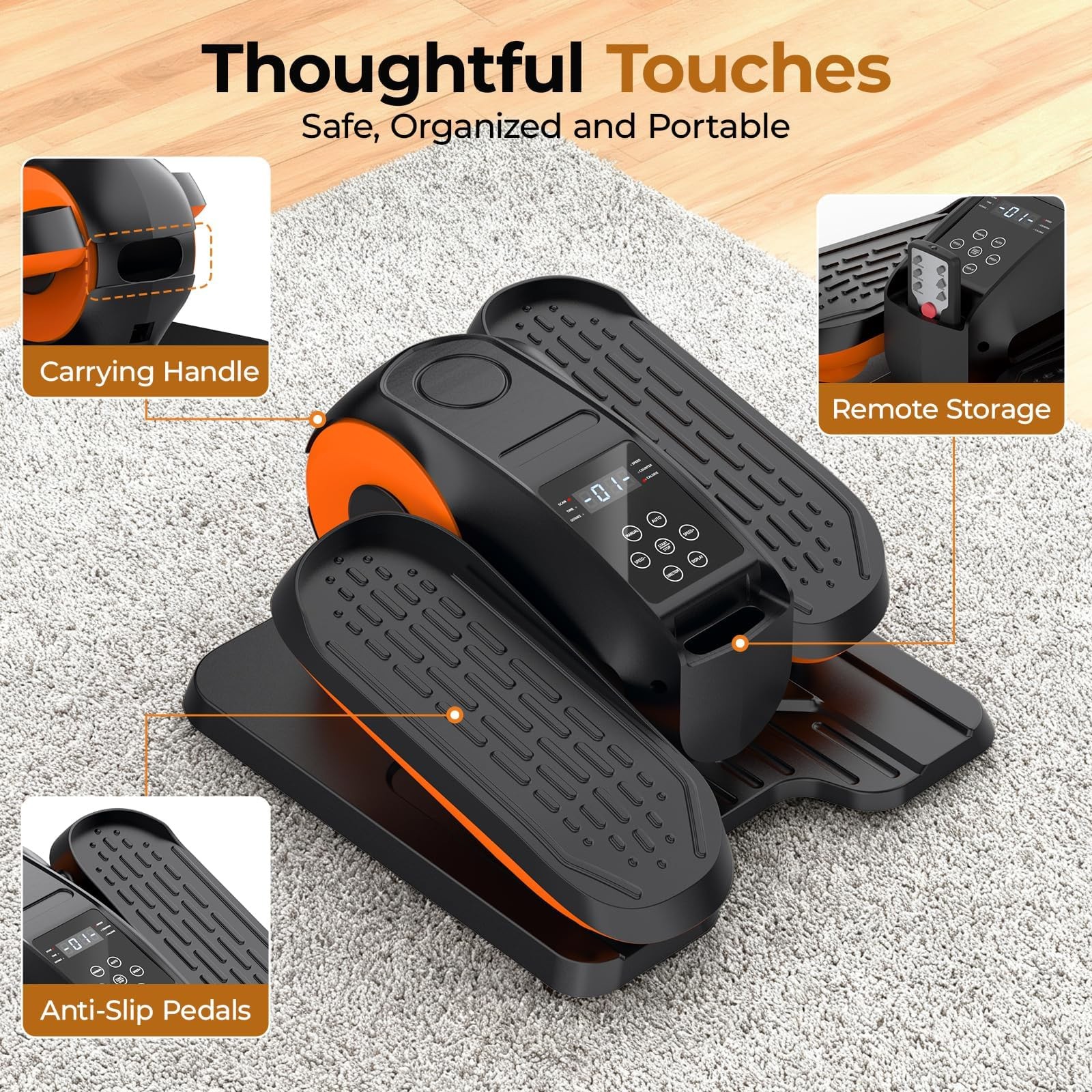 HTM Under Desk Elliptical Machine - Electric Elliptical Exerciser for Seniors...