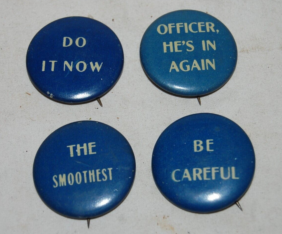 (4) OLD PERFECTION CIGARETTES ADVERTISING PREMIUM TIN PIN BACK BUTTONS