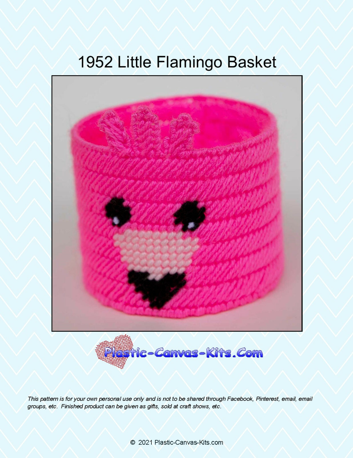 Little Flamingo Basket-Plastic Canvas Pattern or Kit