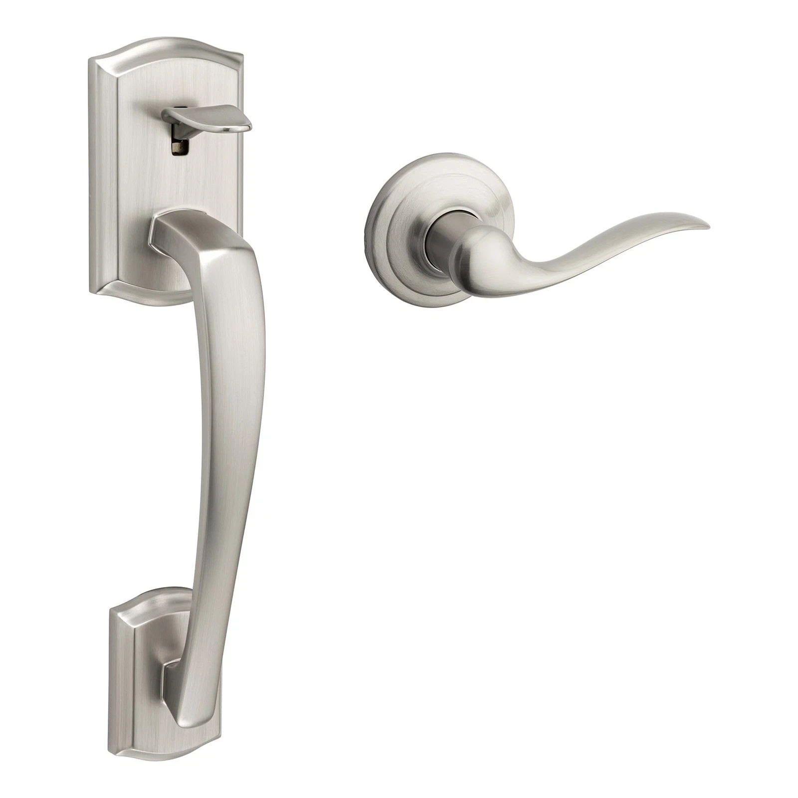 Kwikset Prescott Satin Nickel Handleset Only Tustin Door Handle Satin Nickel OB