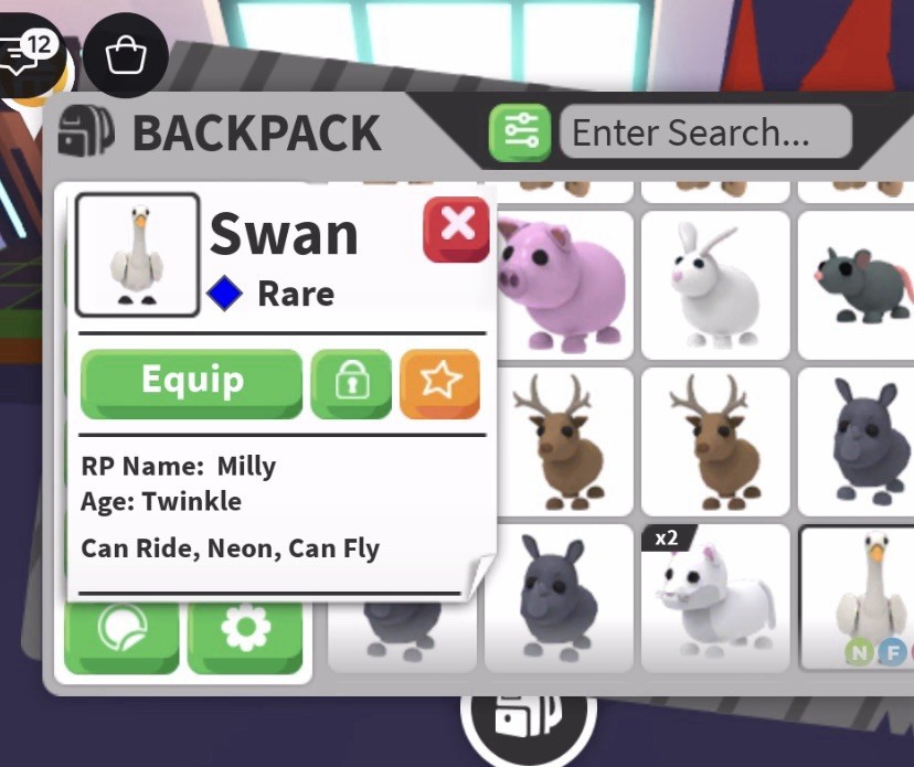 Adopt Me! Rare Swan Virtual Pet Neon Can Ride Can Fly Game Item/Asset