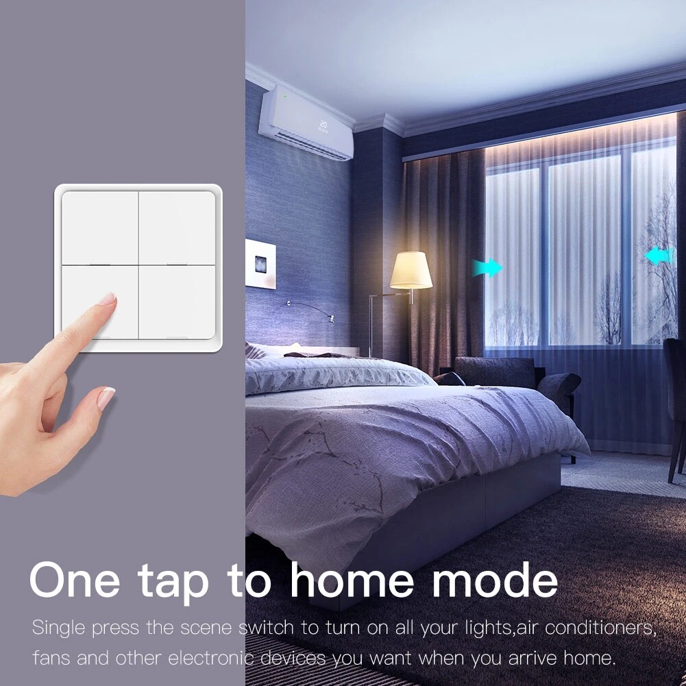 Tuya ZigBee 4Gang Wireless 12Scene Switch Push Button Controller for Tuya Device