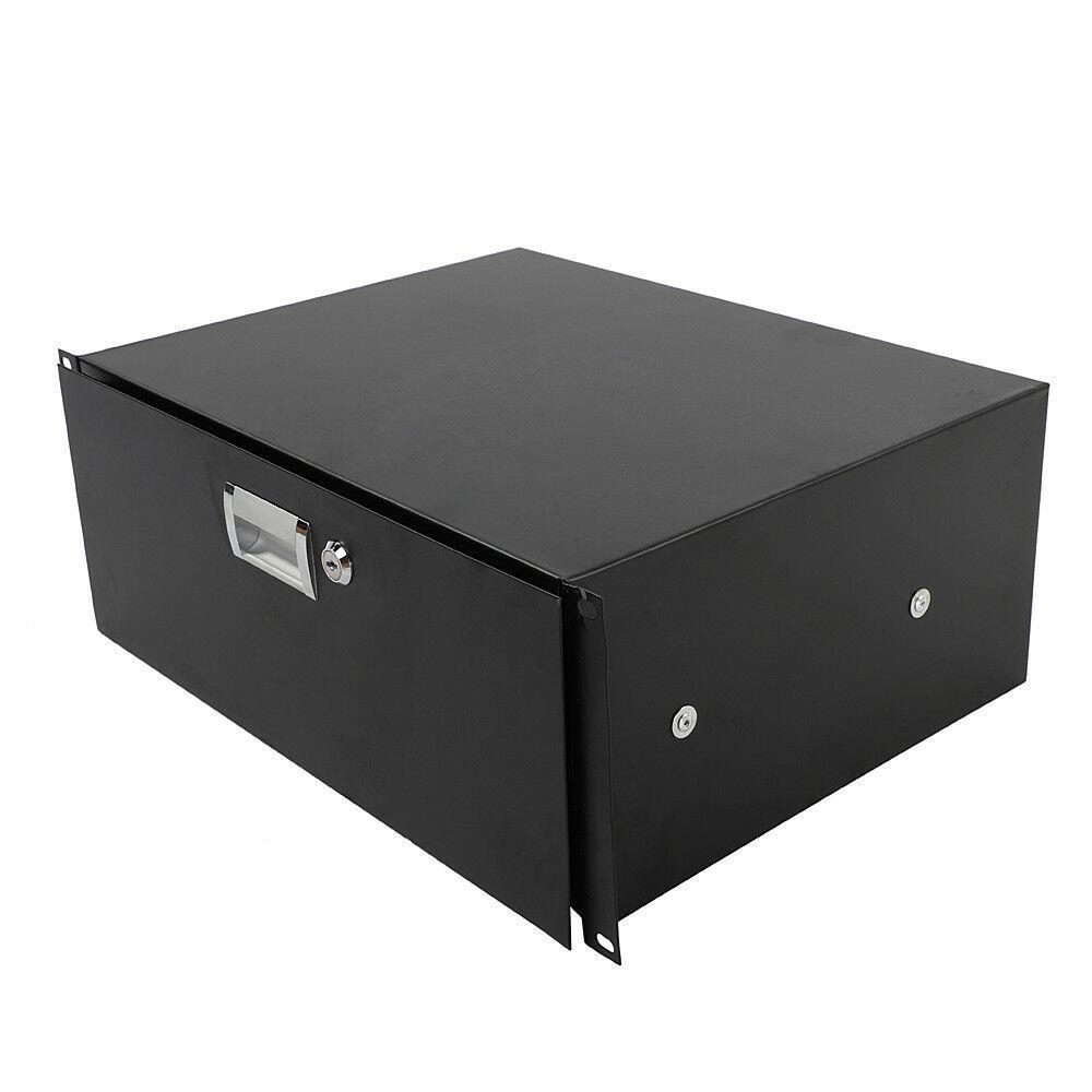 19" 4U Steel Plate Locking Drawer Pro Audio DJ Server Rack Lock Storage Cabinet