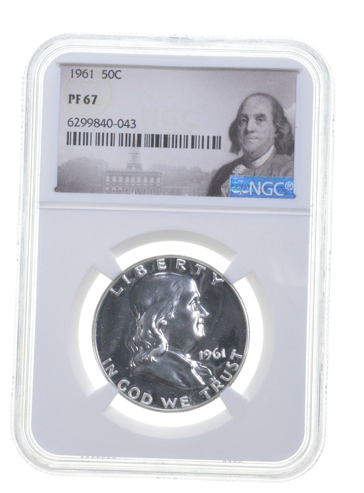 1961 PF67 Proof Franklin Half Dollar NGC Graded - White Coin Spot Free PR