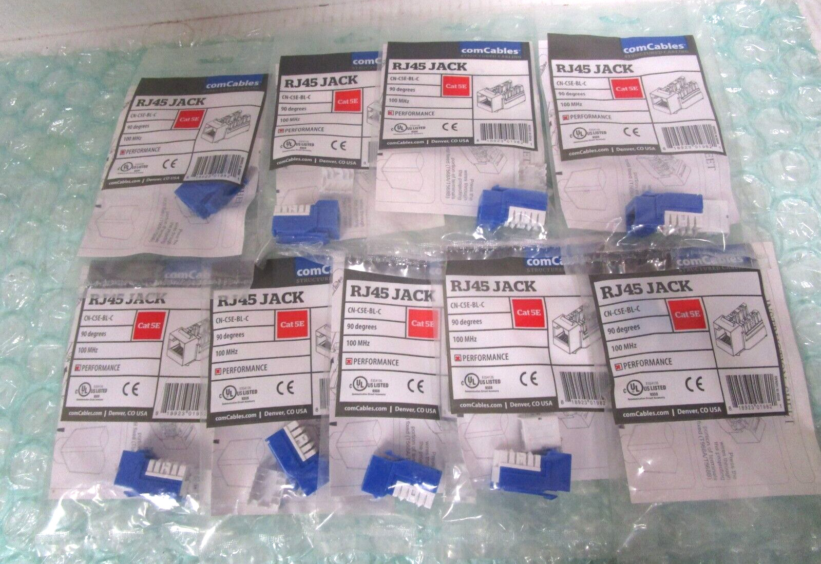 NEW LOT OF 9 JACK RJ45 CN-C5E-BL-C Cat5e Blue