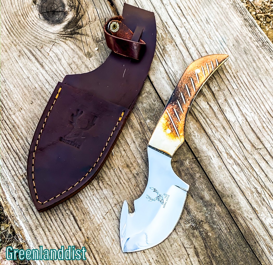 7.5" Skinner Knife Real Horn Handle Stainless Steel Sharp Hunting Knife Tactical