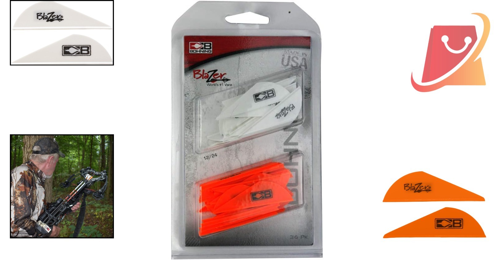 Archery Vane Combo 36 Pack Universal Broadhead Crossbow 3D Use