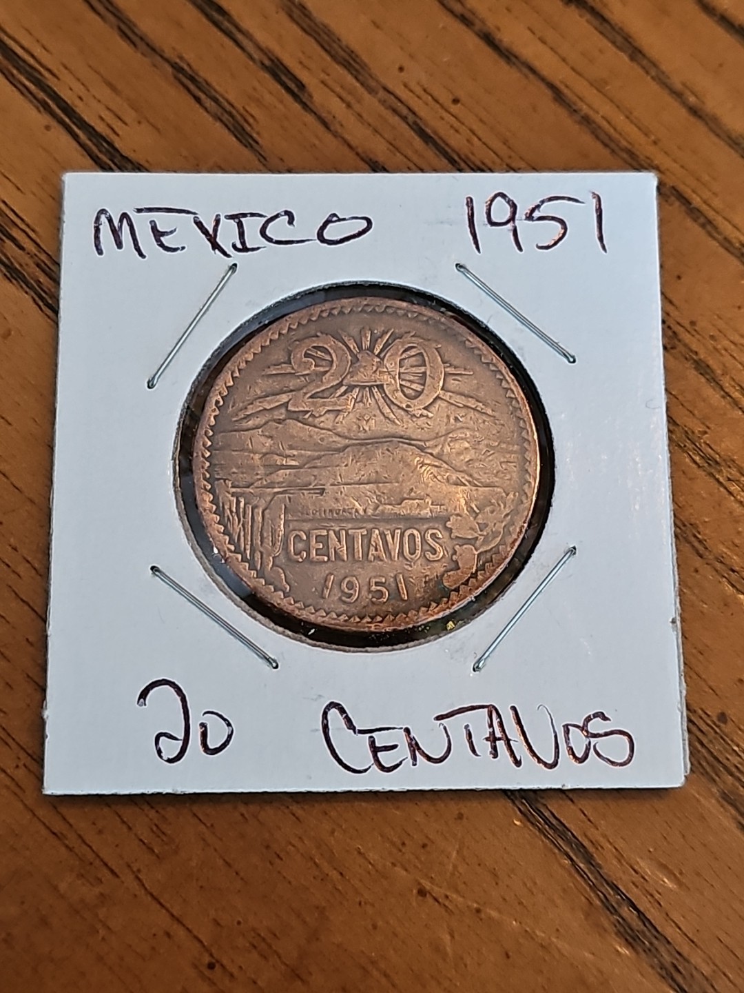 1951 Mexico 20 Centavos Bronze Coin World Coin Pyramid