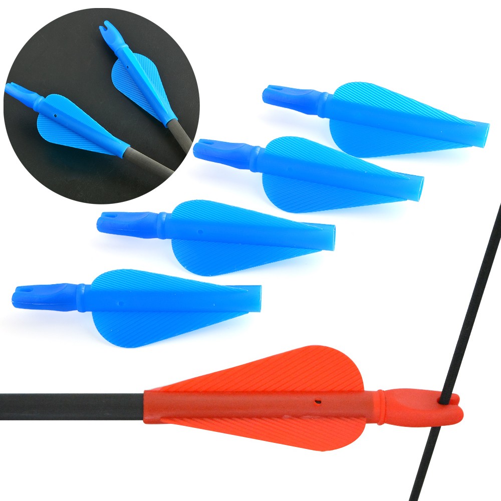 Archery Conjoined Arrow Nocks Vanes Plastic Fletches 8mm Arrow Shaft DIY Target