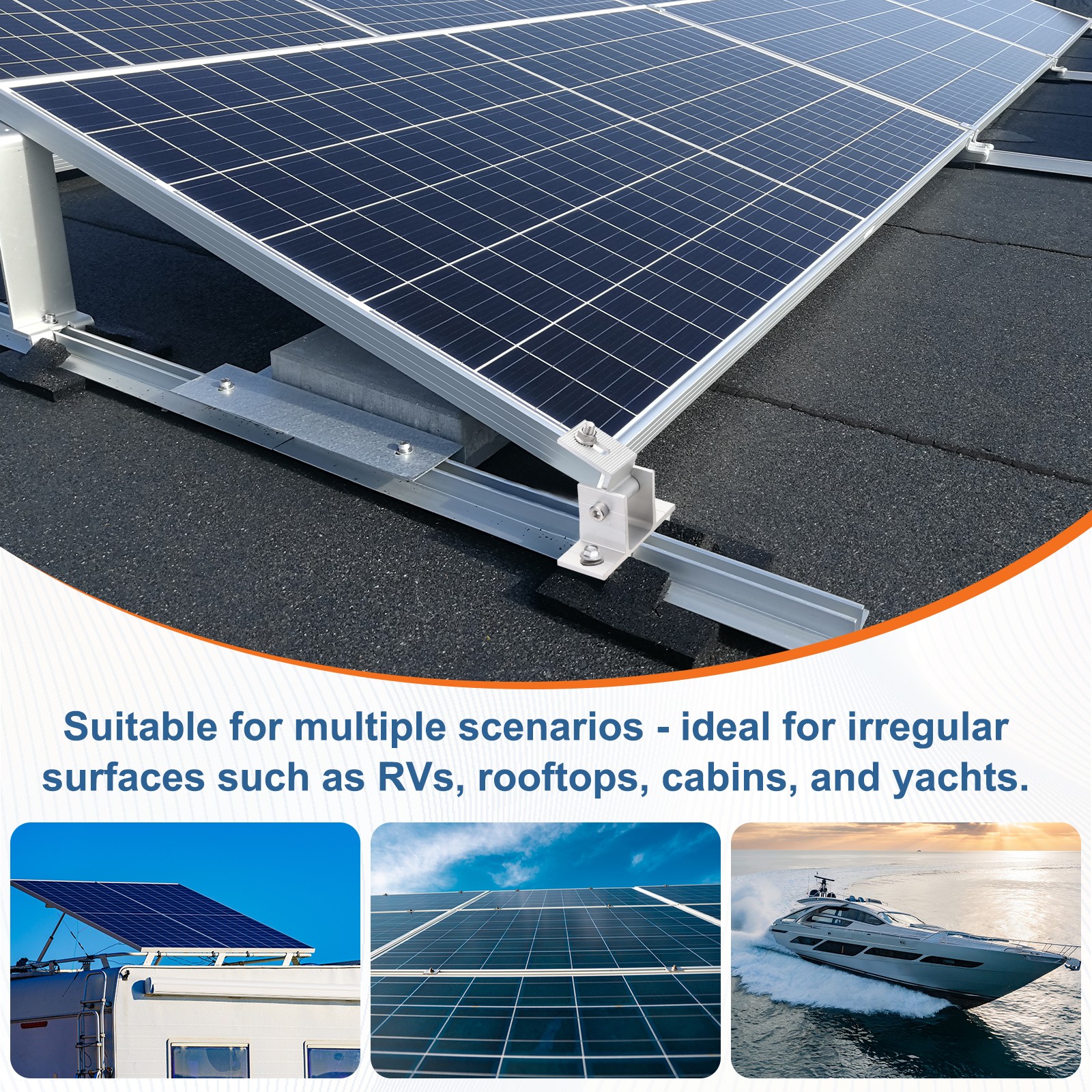 8 Pack Adjustable Solar Panel Tilt Mount Bracket, Adjustable Mounting Kit, White