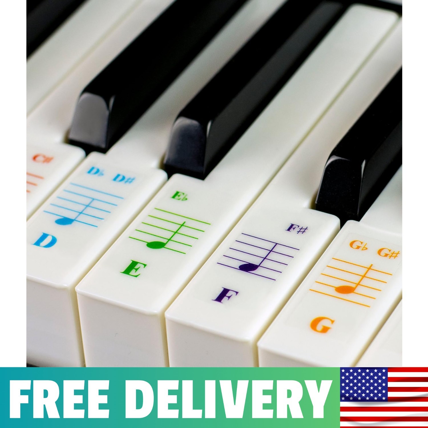 Piano Keyboard Stickers For 88/76/61/54/49/37 Key Large Letter Piano Stickers