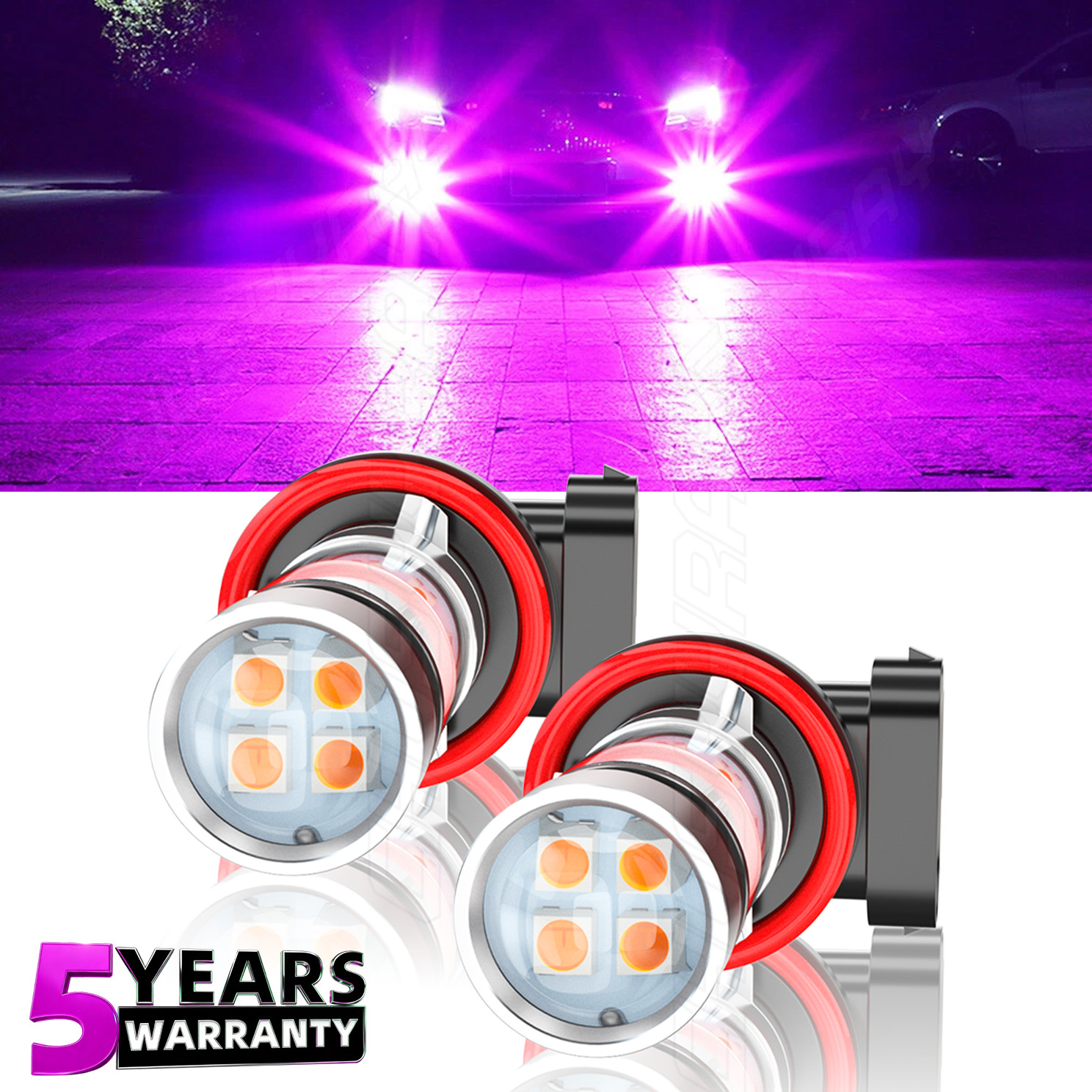 2× H11 H8 H9 LED Bulbs pink purple Super Bright Fog Lights High Power