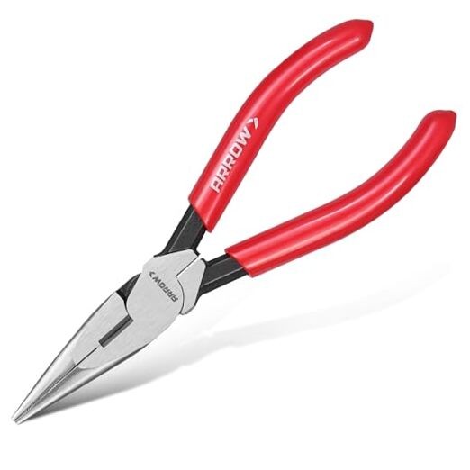 ARROW 6" High Leverage Needle Nose Pliers with Side Cutters, Long Nose 6 INCH