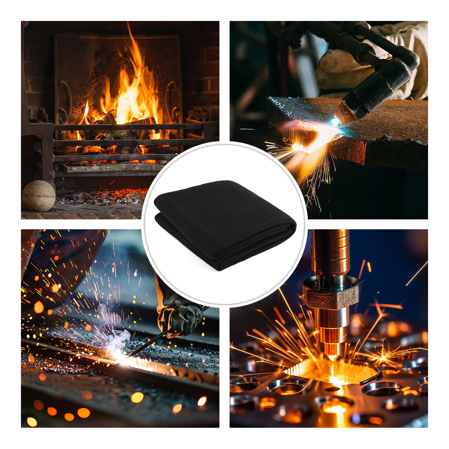 40"x40" Fireplace Floor Protection Rug BBQ Floor Protective Mat Fireproof Pad