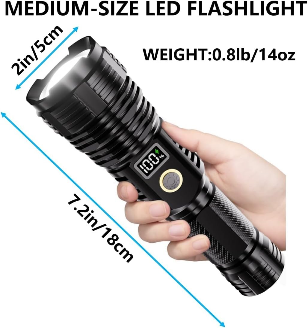 High Lumens Rechargeable LED Flashlight Waterproof Tactical Light for Camping