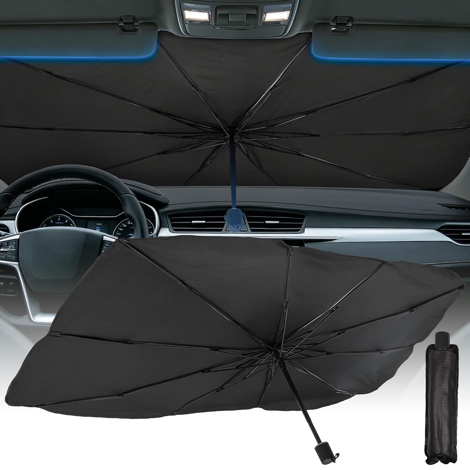 51in Foldable Car Front Window Windshield Sun Shade Umbrella Car Sunshade Shade