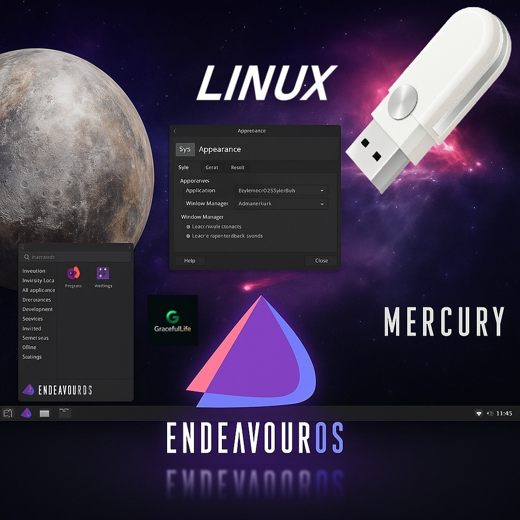 Linux Endeavor Mercury 64-Bit  Live Install Boot OS Software 05-17-2025 edition