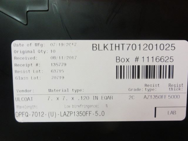 ULCOAT DPFQ-7012(U)-LA2FF Quartz Mask Blanks Box